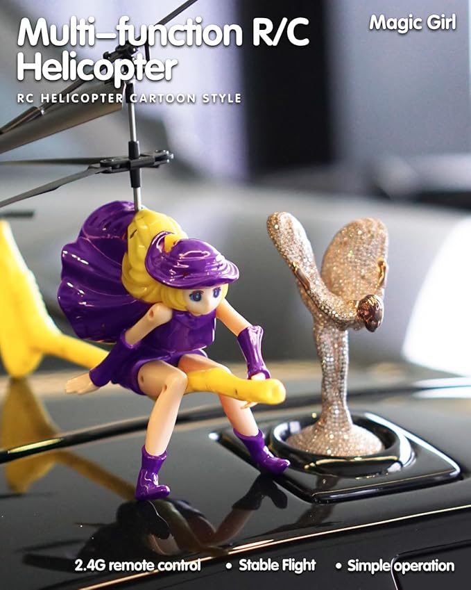 LM16-A RC Helicopter Flying Witch Drone Toys for Girls with LED Lights Indoor/Outdoor Remote Control Helicopter Christmas Birthday Gifts for Kids Boys Girls Age 6-8 9 10 11 12+(Purple)