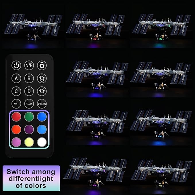 LED Light Kit (Remote Control) Compatible with Lego International Space Station - Lighting Set for Ideas 21321 (Model Set Not Included)