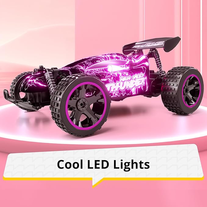 Tecnock RC Cars for Kids 1:18 Scale 2WD RC Car with LED Lights 2.4GHz Remote Control Car with USB-C Easy Charging &amp 50 Mins Playtime Toys Gifts for Boys &amp Girls Ages 8-12
