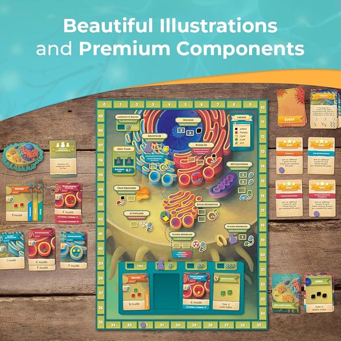 Cytosis: A Cell Biology Board Game | A Science Accurate Strategy Board Game About Building Proteins Carbohydrates Enzymes Organelles &amp Membranes | Fun Science Games for Adults &amp Family Gam
