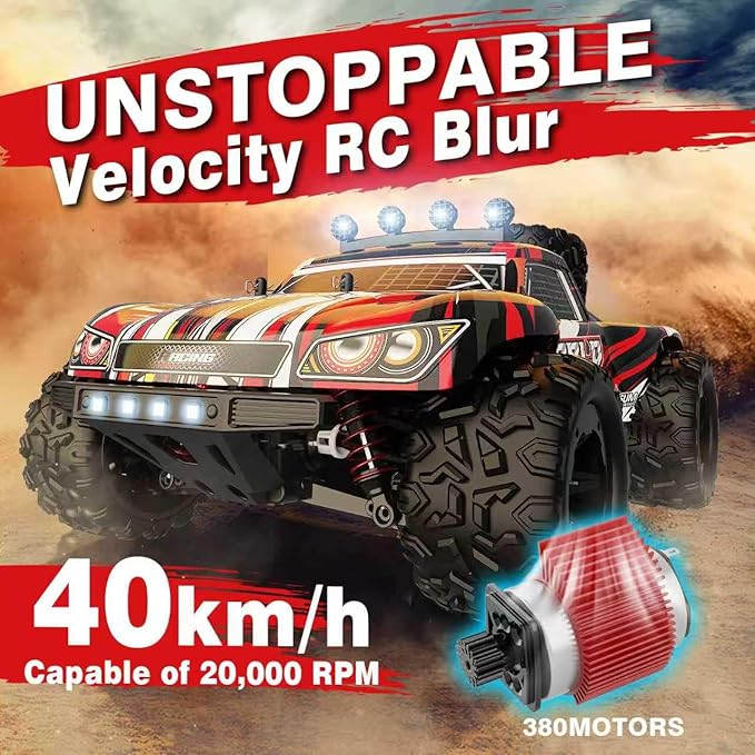 Remote Control Car1/18 Scale RC Cars for Adults &amp Kids - IPX4 Waterproof 40KM/H 4X4 Off Road Truck 2.4GHz Remote Control 4WD All Terrain Vehicle with 2 Batteries (Red)