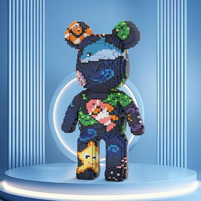 DAHONPA Ocean Bear Micro Building Blocks Set (7220 Pieces) Animal Underwater World Brick with Storage Drawer Gift for Adults and Kids