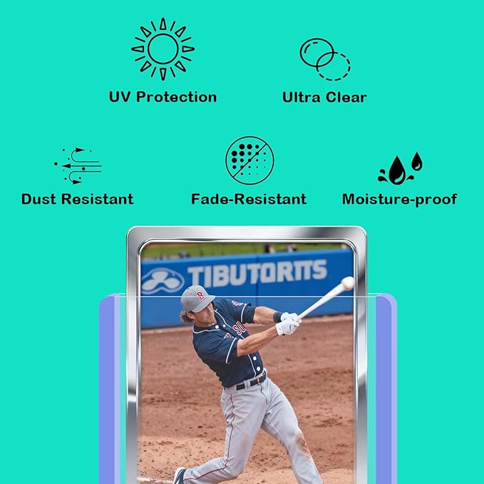 50ct 130pt 3x4 Hard Card Sleeves - Hard Plastic Trading Card Protector Rigid Clear Open-Top Card Sleeve Fits Standard Thick Trading Baseball Sports Game Collectible Cards