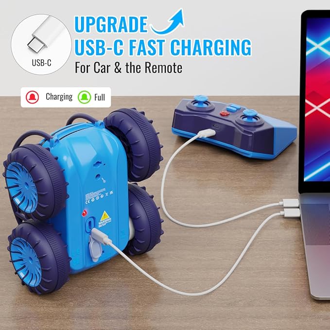 Amphibious Remote Control Car Rechargeable RC Cars &amp Remote 360° Rotating Flips 2.4Ghz 4WD All Terrain Stunt Car Toy Christmas Birthday Gift for Kids Boys 3-12 Years