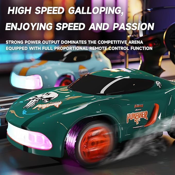 1:64 Scales Mini RC Car 2.4Ghz 4WD Desktop RC Drift Car Handheld Racing Mini Vehicle with LED Lights Rechargeable Electric Toy Birthday Gifts for Teens or Adults