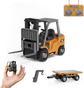 BRRRRT 1/64 Full Proportional RC Forklift Toy8 Channel 2 Mode Mini Remote Control Forklift Truck with Flatbed Tow Truck2 in 1 Transformable Lift Fork &amp Hook with Rechargeable Battery for 4+ Kids