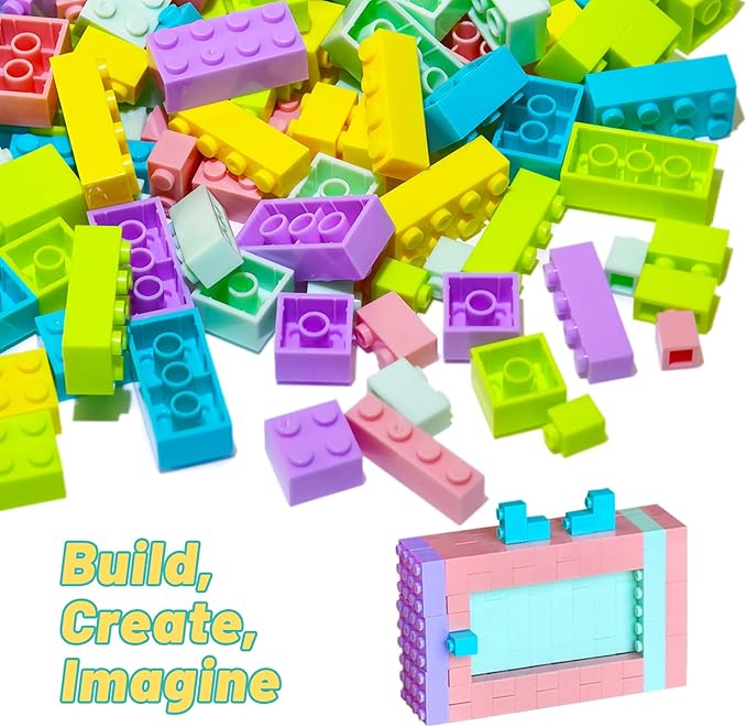 Classic Building Bricks Playset 1000 Pieces Bulk Blocks Set Accessories Compatible with All Major Brands Parts and Pieces STEM Toys for Kids 4+ Years Old (Pastel)