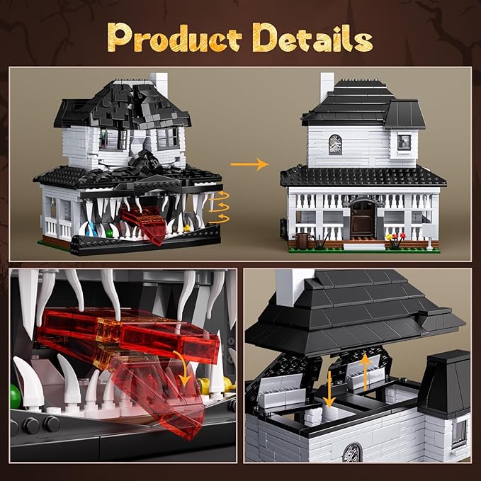 Monster House Building Block Set Horror Haunted House Film Creative Toys Set with Light Compatible with Lego Gift Decoration for Fans 12+ Boys Girls Adult in Halloween Birthday(750 PCS)