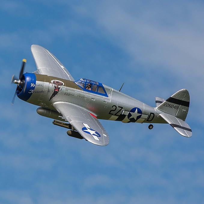 E-flite RC Airplane P-47 Razorback 1.2m BNF Basic-Transmitter Battery and Charger Not Included EFL08450 Airplanes B&ampF Electric