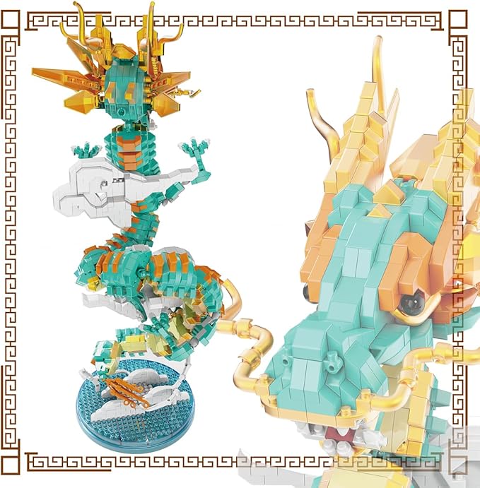 Dragon Series Auspicious Lucky Dragon Micro Building Blocks Set （2860PCS）-Building Set Model Toys Gifts for Kid and Adult