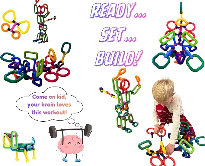 Click &amp Create Builder Set (80 pcs) - STEM Educational Interlocking Building Blocks for Kids Ages 2-7 Creative Construction Toy for Boys &amp Girls Colorful Fine Motor Skills Toy