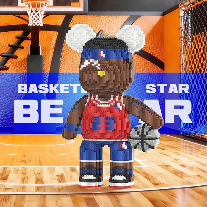 DAHONPA Basketball Bear Micro Building Blocks Set (5150 Pieces) Bear Bricks Set Creative Home &amp Office Decor Gift for Adults and Kids