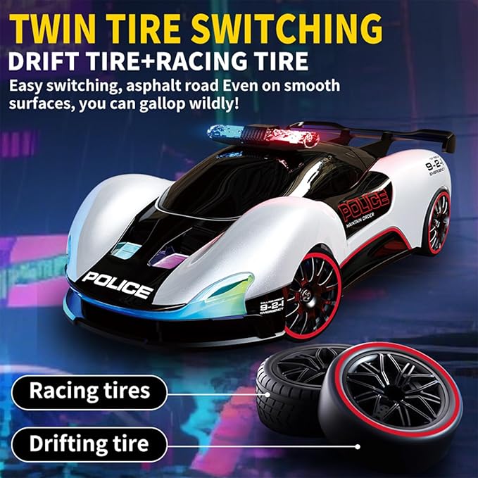1:20 Scale Remote Control Drift Car 4WD 2.4GHz Racing Sport Toy RC Car with LED Lights Racing and Drift Wheels (Blue)