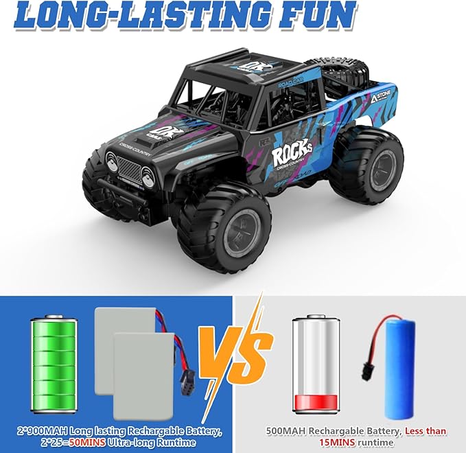 Q191 1:16 Amphibious Remote Control Car - Waterproof All Terrain RC Monster Truck for Kids 50+ Min Play with 2 Batteries 2.4Ghz 4WD Off-Road Toy for Boys Girls 6-12+ (Gift Idea)-Blue