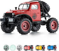 FCX24 RC Crawler 1/24 Remote Control Car Power Wagon 4WD RC Crawler Two-Speed Shift RC Rock Crawler 8Km/h with Portal Axle Metal Gears for Adults (Red)