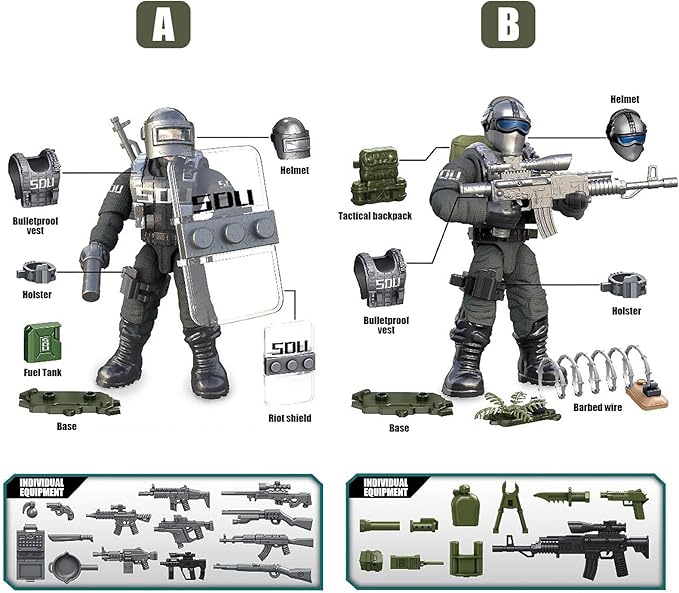 SWAT Model Equipment Assembly Building Block Toys8 PCS City Police Action Mini-Figures with Multiple Military Weapons AccessoriesParty Favors Set
