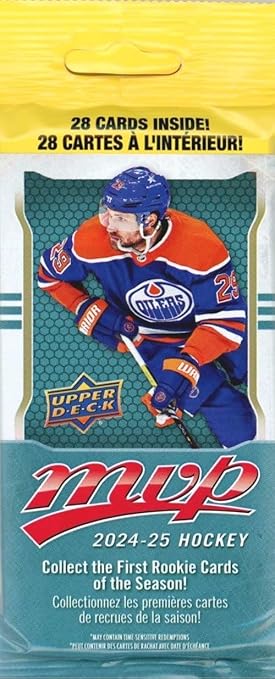 2024/25 Upper Deck MVP Hockey AWESOME Factory Sealed JUMBO FAT PACK with 28 Cards including One HIGH SERIES or ROOKIE SHORT PRINT! Your Brand New 2024/25 Hockey Collection Starts Here!