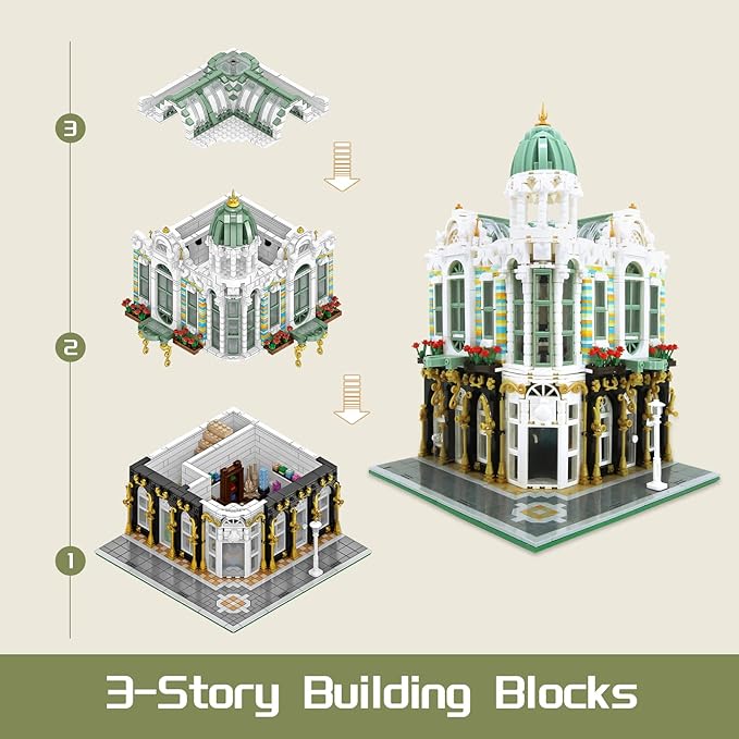 ZenithFlow Street View Building Blocks Kit Gem Store Mini Blocks Construction Toys European Architecture Model House Store Building Set Idea Gifts Home Decoration Collection for Adults 3115 PCS