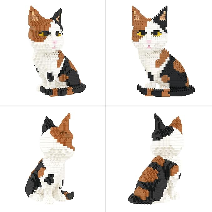 Larcele Cat Micro Building Blocks Animal Set DIY Mini 3D Building Toy Bricks1191pcs KLJM-05 (Cat Model1979)