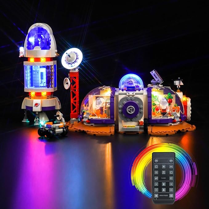 VONADO Remote Control LED Light Compatible with Lego Mars Space Base and Rocket 42605 (Lights Only No Models) RC Creative Lighting Set Accessories Compatible with Lego 42605 Building Set