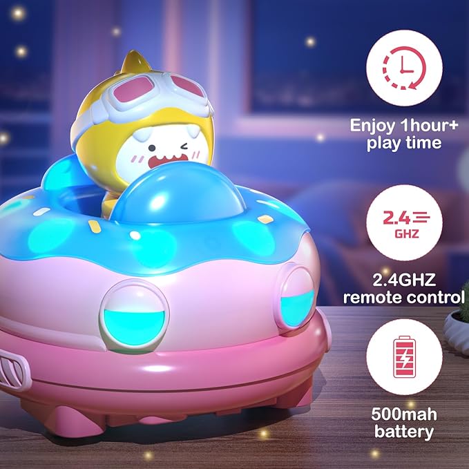 DEERC 2 Pack Remote Control Ejecting Bumper CarRC Car Toys with LED Lights&ampMusic RC Battle Stunt Race Cars Christmas Birthday Gifts Toys for Ages 6+ Year Old Girls Boys