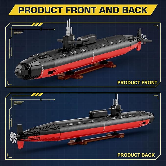 Military Building Block Sets for Adults: 1:125 Los Angeles Class Nuclear Submarine Model RC Submarine Toy WW2 Army USS Battleship &amp Military Vehicles Display Model 2750 PCS