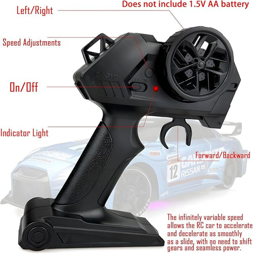 1:24 RC Drift 2.4GHz with LED Light Race Car Toys for Boys and Girls Aged 6+ Speed Adjustable up to 23Km/H High-Speed RC Racing Cars Toy Gift for Boys &amp Girls (Blue)