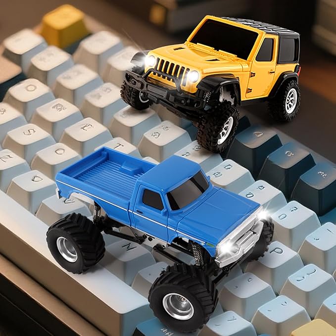 1:36 Mini RC Crawler JIABAILE 3601 4WD Off-Road RC Car with 2.4G Remote Battery &amp Lights RTR for Adults Hobby Gifts Toys (Yellow)