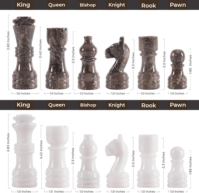 Marble Chess Set for Adults with Complementary Storage Box 15 White &amp Oceanic Handmade Chess Board Game Luxury Board Games for Adults with Extra Queens