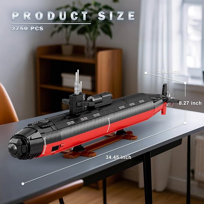 Reobrix Nuclear Submarine Building Sets for Adults 1:125 Military Los Angeles Class SSN Submarine Model 33049 Striking Display Piece Home Decor Collectible Submarine Toy Gifts for 14+ (2750 PCS)