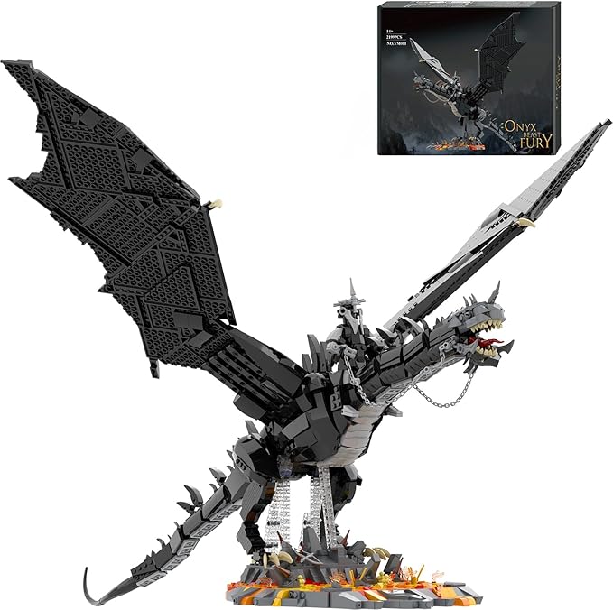 The Rings Dragon Beast Building Set for Adults 80cm Big Dragons with Witch King Figure &amp Display Ideas Movie Cool Classic Home Decor for Collectors (2199 PCS