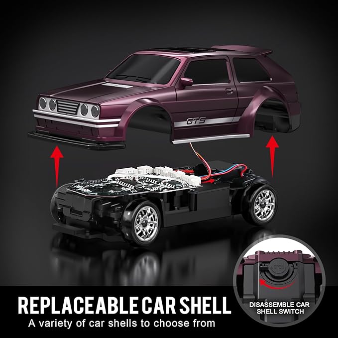 1/43 Mini RC Drift Car with Gyroscope 4WD Full Proportional RC Car 2.4GHZ Hobby Grade Remote Control Cars RTR Model Vehicle 20+KM/H High Speed for Hobbyists Kids Adults (Lime Green)