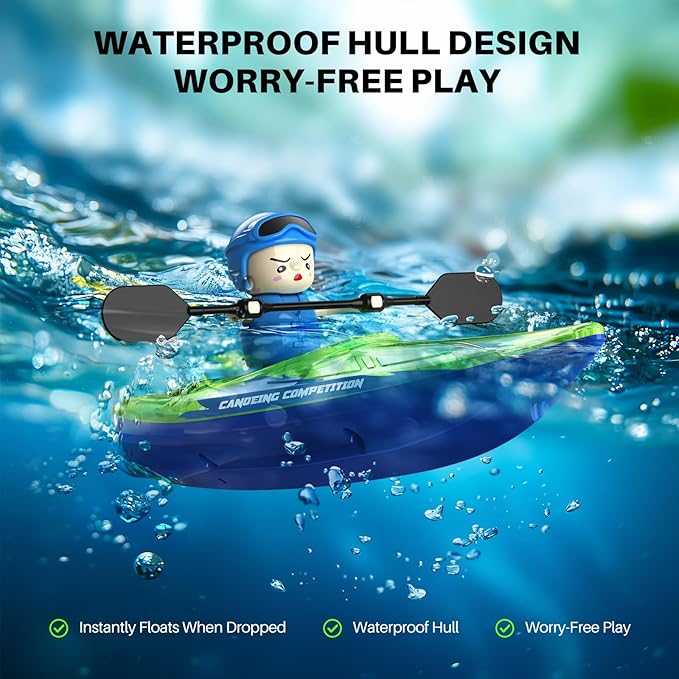 SYMA RC Boats 2 Pack for Kids 6-12 Remote Control Kayaks with Magnetic Dolphin Nose &amp 3 Balls Up to 40 Min Playtime LED Light Up Water Toys for Pool Water Table &amp Bathtub