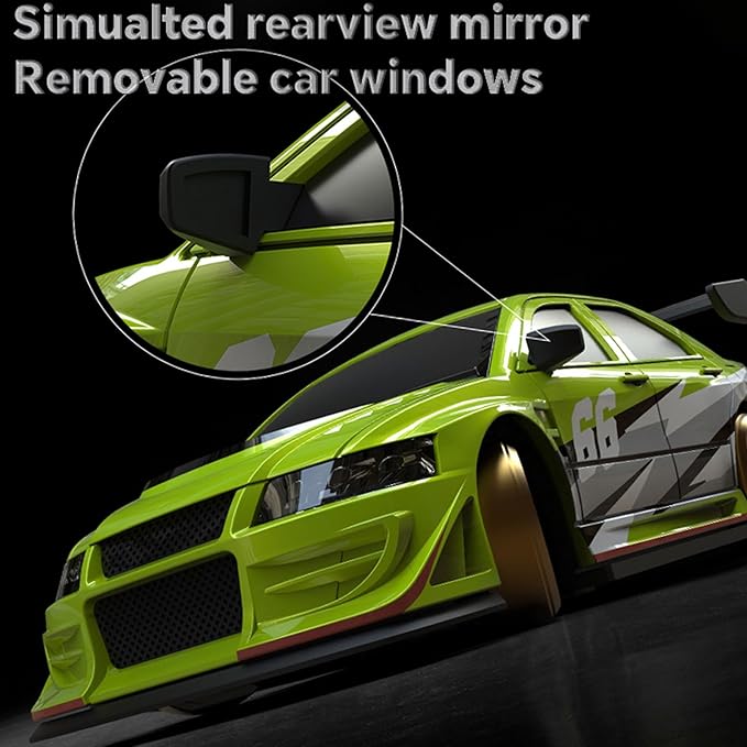 Turbo Racing 1:76 Scale Drift RC Car with Gyro Mini Full Proportional RTR 2.4GHZ Remote Control with 2 Replaceable Body Shell (C66-Green)