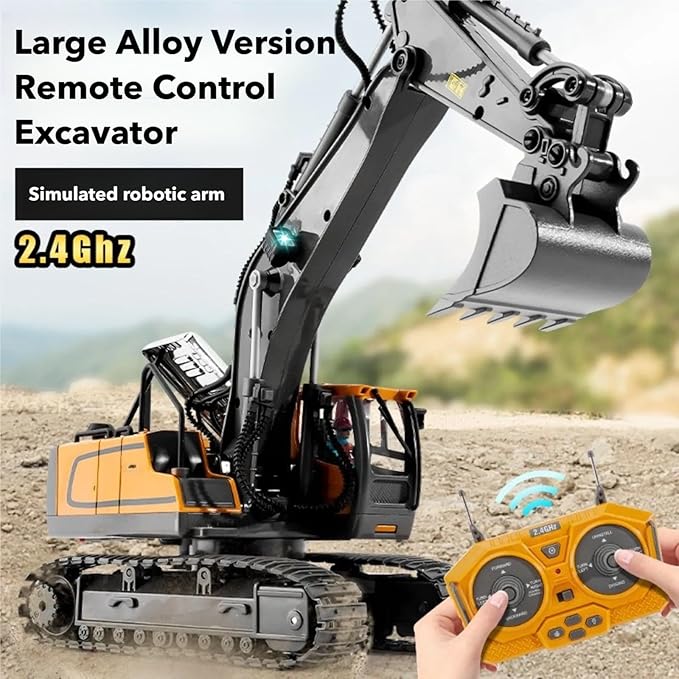 Mudsterz - Mudsterz Trucks Mudsterz Excavator 2.4GHz RC Construction Vehicle with Cool Lights and Real Sounds Realistic Engineering Design Metal Parts Little Builders Big Action (A1+B1+D1)