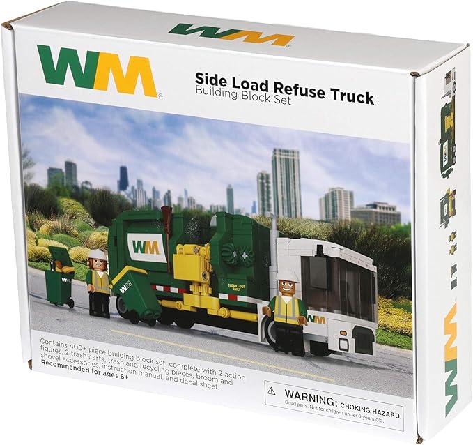 First Gear Waste Management Side-Load Garbage Truck Building Block Set 400+ Pieces 90-0640