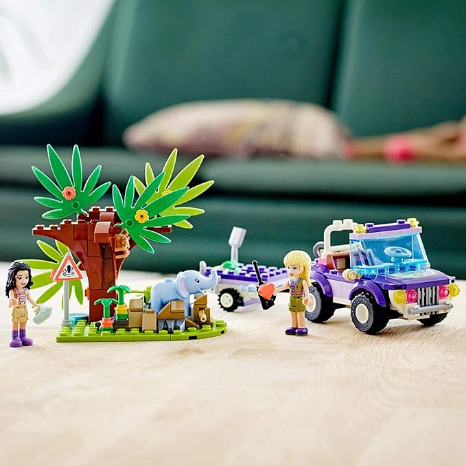 LEGO Friends Baby Elephant Jungle Rescue 41421 Adventure Building Kit Animal Rescue Playset That Comes with a Toy Truck and Trailer Plus Friends Emma and Stephanie (203 Pieces)