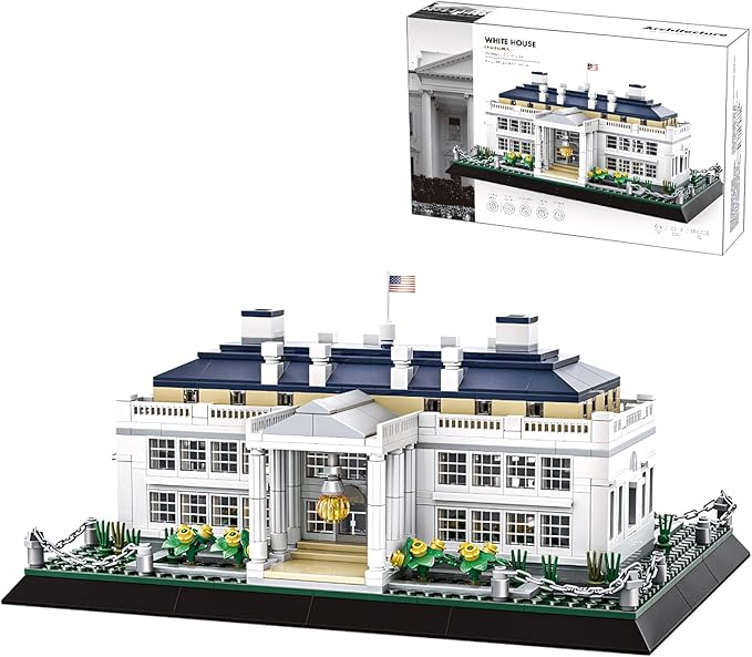 White House Architecture Building Blocks Set 894 PCS Washington D.C. Landmark Model Kit for Adults Teens United States Capitol Souvenir Gift Educational Construction Toy for Home Office Decor