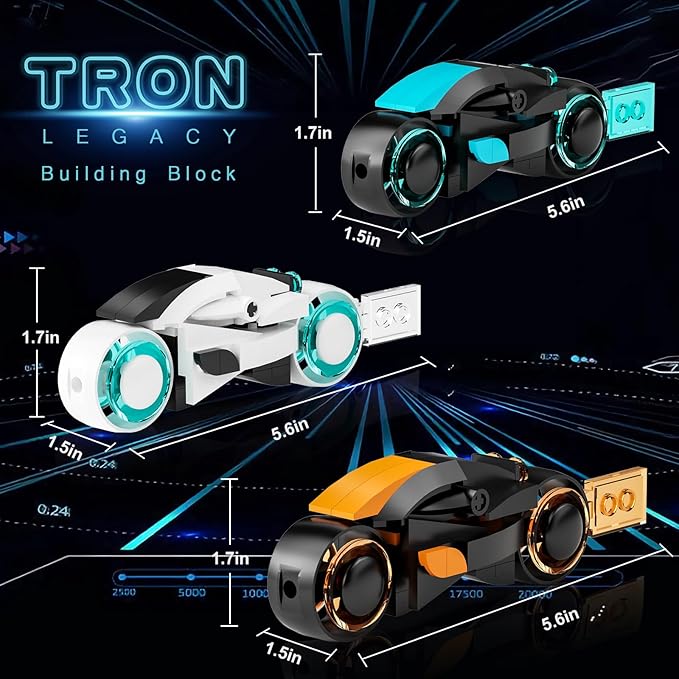 TRON Legacy Building Set Tron Light Cycle Collectible Toy Motorcycle Building Block Set Toy for TRON Fans and Kids