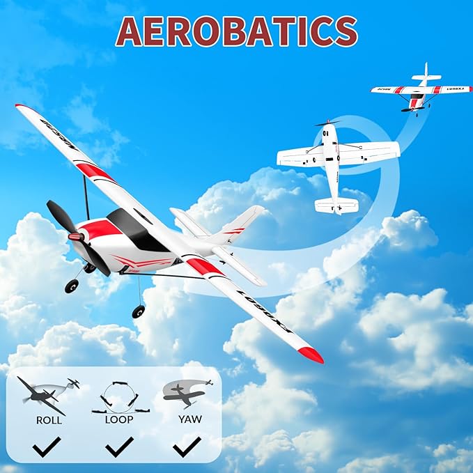HAWK'S WORK 4 Channel RC Plane Remote Control Airplane Cessna Ready to Fly Brushless Motor 6-axis Gyro Stabilizer 3 Flight Mode Stunt Flying Easy Trainer for Beginner &amp Kid