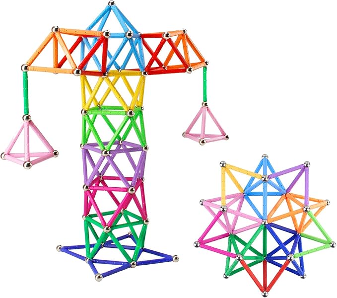 Veatree 160pcs Building Blocks Toys 2.3 Magnetic Sticks and Non-Magnetic Balls Set 3D STEM Game for Kids and Adults With Storage Bag