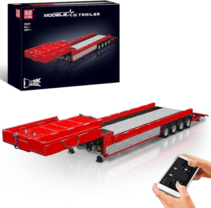 Mould King Trailer Truck Technique Building Blocks Kits MOC 19015T Truck Model Set to Build Gift for Age 14+/Adults Collections Enthusiasts(3399 Pieces with Motor/RC)