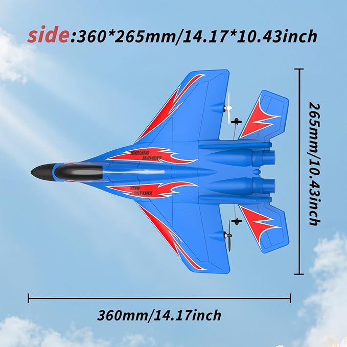 Foam Remote Control Wireless Airplanes RC Planes Remote Control Fighter Toys 2CH 2.4Ghz RC Fighter Jet with Light Hobby Rc Airplanes Easy to Fly for Kids Boys Adults(Blue)