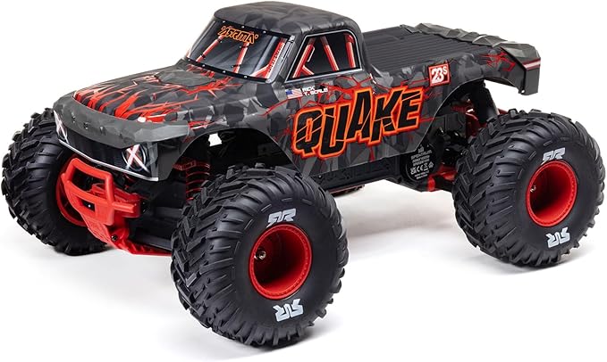 ARRMA RC Truck 1/10 Quake 223S 2WD RTR (Battery and Charger Not Included) Brushless Monster Truck Red ARA3537T1