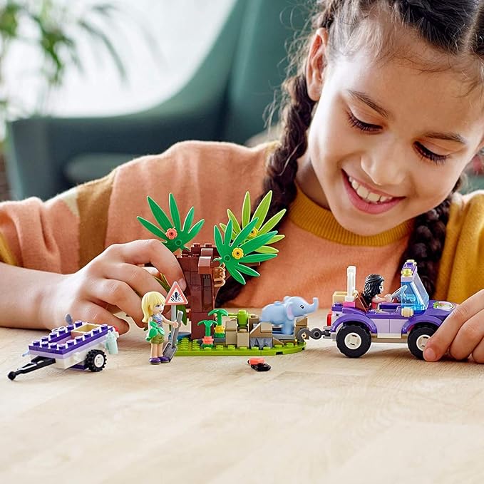 LEGO Friends Baby Elephant Jungle Rescue 41421 Adventure Building Kit Animal Rescue Playset That Comes with a Toy Truck and Trailer Plus Friends Emma and Stephanie (203 Pieces)
