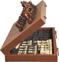 Magnetic Chess Set for Adult Kid 15.4 Leather Chess Board with Handmade Chess Piece Including 2 Extra Queens and Storage Slot Folding Portable Travel Chess Game for Beginner and Professional
