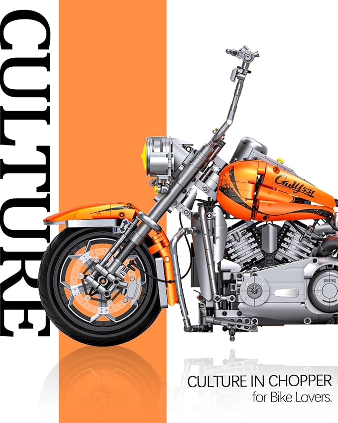 JTBBOY 1:5 Scale Motercycle Big Building Set 21 in Length Authentically Detailed Build and Display Model Scale Model Car Gift for Adults for Home or Office Décor(2050PCS)