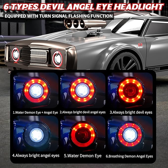 1/16 Fast RC Cars for Adults RC Drift Car 38KM/H High-Speed 4WD Full Proportional Control 6 LED Light Modes 2 Rechargeable Batteries RTR Drifting for Adults Gift for Boys Kids and Girls