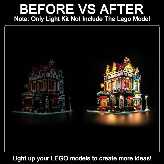 Upgraded Led Light Kit Compatible with Lego Tudor Corner Building Set Lights Decoration Compatible with Lego 10350 (Model Not Included)