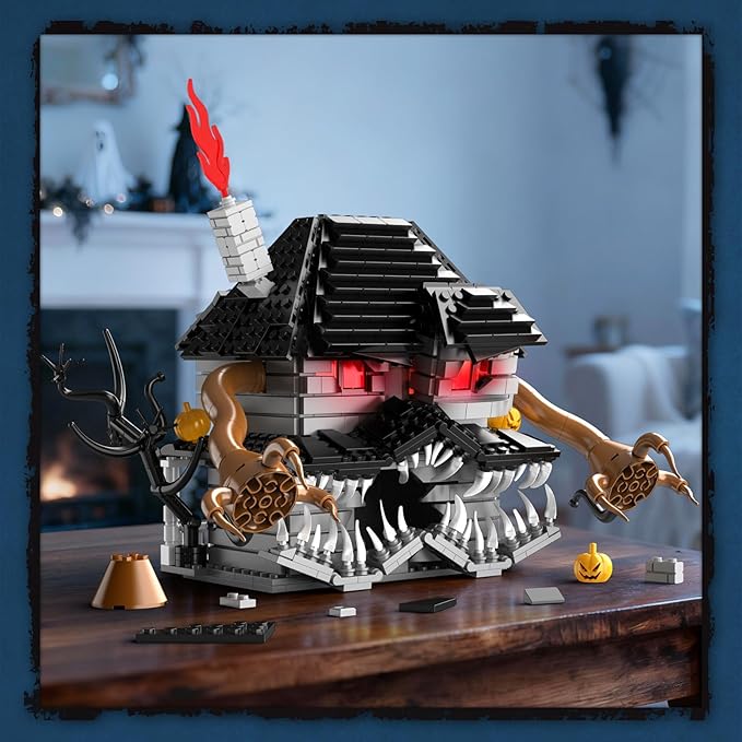 Cubique Halloween Haunted House Building Set Miniature Horror House Decor Model Kit with LED Light Haunted Mansion for Adults Teens Age 14+ Horror Movie Fans (1025 PCS)